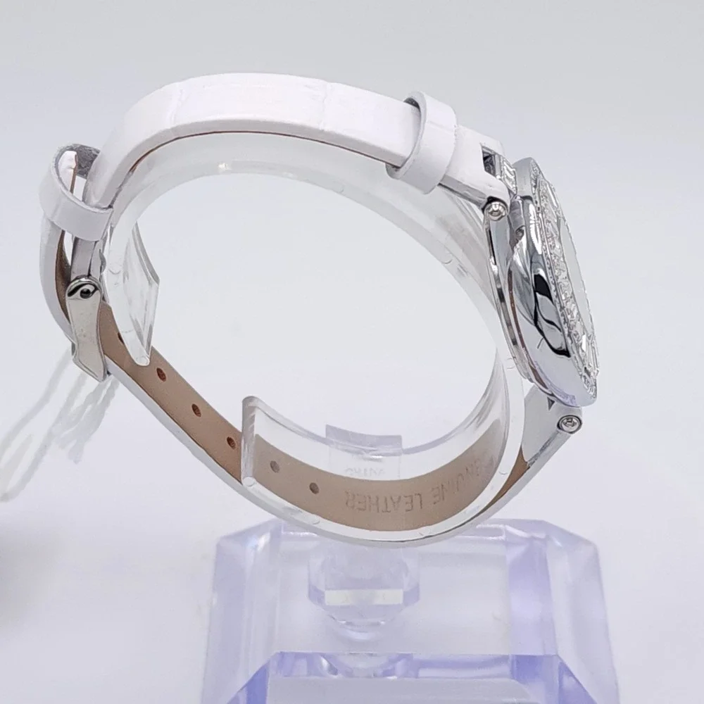 Invicta Celestial 70352 Womens Watch Silver Crystal White Leather 30mm New
